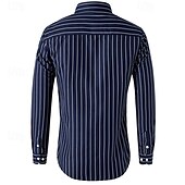 preiswerte Herrenhemd zum Knöpfen-Herren Hemd Sommerhemd Lässiges Hemd Knopfhemd Schwarz Weiß Rote Marineblau Blau Langarm Streifen Kargen Urlaub Hawaiianisch Button-Down Bekleidung Polyester Modisch Brautkleider schlicht Komfortabel
