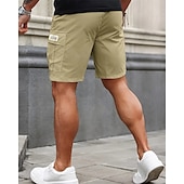 ieftine În aer liber-Bărbați Pantaloni Scurți Cargo Pantaloni Scurți Pantaloni scurți de vară Cordon Talie elastică Multi Buzunare Simplu Confort Purtabil Scurt În aer liber sportiv Zilnic Modă Casual Negru Kaki