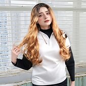 levne Syntetické trendy paruky-Syntetické paruky Vlnitá Curly Weave Vrstvený střih S ofinou na stroji Paruka 26&quot; A1 Umělé vlasy Dámské Klasické Pohodlné Zářící barvy Zlatá