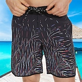 baratos shorts de natação masculinos-Homens Roupa de banho Bermuda de Surf Shorts de Natação Calção Justo de Natação Riscas Estampas Abstratas Secagem Rápida Respirável Com Cordão Cintura elástica Férias Praia Havaiana Casual Azul Lago