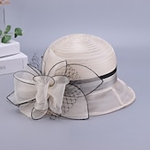 levne Party klobouky-Klobouky Organza Kbelík Čajový dýchánek Dostih koktejl Elegantní Vinobraní Roztomilý S Květiny Přílba Pokrývky Hlavy