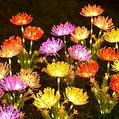 abordables Luces de paisaje-Lámpara de inserción de campo de flores junto al mar con energía solar para exteriores, 2 piezas, lámpara de decoración de césped para camino de jardín y patio, lámpara de decoración de ambiente de