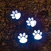 abordables Luces de camino y linternas-Lámpara solar para exteriores con forma de pata de perro: lámpara de jardín con forma de animal resistente al agua para caminos, pasarelas, patios, césped y decoración de parques