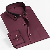 economico Camicie eleganti da uomo-Per uomo Camicie Camicia abbottonata Resistente alle rughe Matrimonio Esterno Blu chiaro Nero Bianco Rosa Manica lunga Estate Primavera Abbigliamento