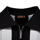 economico Polo Elite da Uomo-Per uomo Polo Maglione polo lavorato a maglia Formale Lavoro Collo ripiegato Manica Corta Confortevole Stile Vecchio Denaro A righe Strisce verticali Stripe-Trim Righe Primavera Nero Giallo Blu marino