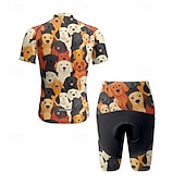 cheap Men&#039;s Clothing Sets-Men&#039;s Cycling Jersey with Shorts Dog Short Sleeve Bike Clothing Suit with 3 Rear Pockets Mountain Bike MTB Road Bike Cycling Front Zipper Sweat wicking Comfortable Breathable Sports Black Yellow Dark