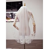 baratos Véus de Noiva-Uma Camada à moda Véus de Noiva Véu Ponta dos Dedos com Bordado 35,43 cm (90cm) Tule