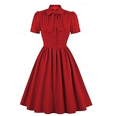 levne Šaty-Elegantní 50. léta Retro Ke kolenům Šaty A-Line šaty Čajové šaty Pevná barva A-Linie Dámské Vánoce Karneval Nový rok Maturita Denní nošení loučení se svobodou nevěsty Dospělé Šaty pro návrat domů Léto