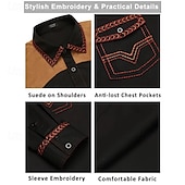 preiswerte Herrenhemd zum Knöpfen-Herren Hemd Sommerhemd Freizeithemd Knopfhemd Hellkaki Schwarz Rote Marineblau Blau Langarm Farbblock Revers Urlaub Hawaiianisch Button-Down Bekleidung Baumwollmischung Mode Lässig Bequem