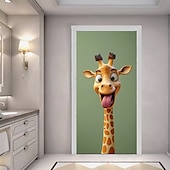 tanie Okładki drzwi-Zabawne Zwierzęta Dekoracje Drzwi Pokrycia Drzwi Giraffe Gobelin Zasłona Drzwi Dekoracja Tło Wewnątrz/Zewnątrz Baner Drzwi dla Domku Wiejskiego
