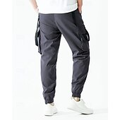 baratos Calças Cargo-Homens Calças Cargo Corredor Calças Com Cordão Bolso multi Cintura elástica com cordão Tecido Vestível Ao ar livre Diário Acampar e Caminhar Moda Clássico Preto Vinho