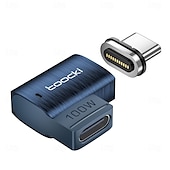 זול כבלים ומתאימים-toocki 100w usb-c ל-type-c מתאם מגנטי 2 ב-1 pd טעינה מהירה מחבר סוג-c סנכרון נתונים ממיר usb-c 90 מעלות