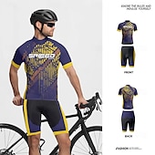 economico Set di abbigliamento da uomo-Per uomo Maglia con pantaloncini da ciclismo Manica corta Ciclismo da montagna Cicismo su strada Blu marino Bicicletta Elastene Gli sport Lettere &amp; Numeri Abbigliamento