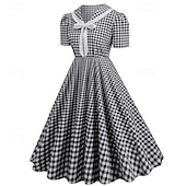 levne Šaty-Retro 50. léta Rockabilly Šaty Houpací šaty Maškarní kostým Dámské Karneval Plesová maškaráda Denní nošení loučení se svobodou nevěsty Dospělé Šaty Šaty pro návrat domů