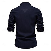 cheap Men&#039;s Elite Shirts-Men&#039;s Shirt White Navy Blue khaki Long Sleeve Solid Color Standing Collar Outdoor Causal Ruched Clothing Apparel Daily Casual Daily Leisure