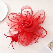 abordables Tocados-Tocados para mujer, sombrero para fiesta de té, diadema con flores, cóctel, malla, plumas, pinza para el pelo, sombrero Derby de Kentucky, boda