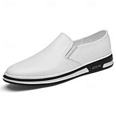billiga Tillfällig-slip-on sneakers i konstläder för män, avslappnade vita skor med bekväm gummisula, snygga och mångsidiga skor för vardags- och fritidsaktiviteter