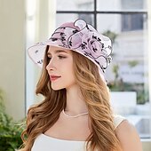 billige Partyhatter-Hatter organza Bøttehatt Bryllup Te Fest cocktail Elegant Årgang søt stil Med Tyll Hodeplagg Hodeplagg