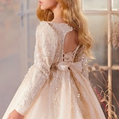 cheap Flower Girl's Dresses-Flower Girl Dress Girls' Formal Dress First Communion Dress Wedding Attire Party Dress Formal Wedding Party Princess Sweet Christmas Carnival Ruched Solid Color Strapless Crew Neck Light Yellow 4