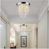 cheap Unique Chandeliers-Crystal Chandelier LED Round Ceiling Light with LED Brightness Hall Lights 110-240V
