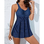 abordables Maillots une pièce et tankinis-Femme Tankini Maillot De Bain Deux Pièces Dentelle Maillots de Bain Couleur Pleine Maillots de Bain Noir Bleu Ciel Respirable Séchage rapide Poids Léger Sans Manches - Natation Surf Plage Et