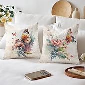 cheap Floral &amp; Plants Style-Rustic Floral Decorative Toss Pillows Cover 1PC Soft Square Couch Cushion Case Pillowcase for Bedroom Livingroom Sofa Chair