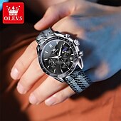 cheap Quartz Watches-New Olevs Men&#039;S Business Watch Luminous Calendar Moon Phase Display Multi-Functional Quartz Watch Nylon Strap Waterproof Sports Watch