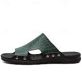 preiswerte Lässige Sandalen-lässige braune Slide-Sandalen für Herren mit Krokoprägung und strapazierfähiger Gummisohle – bequeme Outdoor-Schuhe für Sommer, Strand und Alltag