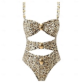 billiga One-piece-baddräkter-Dam Badkläder En bit Monokini Baddräkt Öppen rygg Magkontroll Hög midja Smal Semester Standkläder Blommig Leopard Axelbandslös Ärmlös Baddräkter