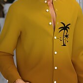 economico Piante tropicali-Per uomo Albero di cocco Piante tropicali Camicia Camicia hawaiana Camicia senza colletto Manica lunga Hawaiano Ricorrere Da mare Informale Per eventi Estate Primavera Colletto Mao Stampa 3D Camicie