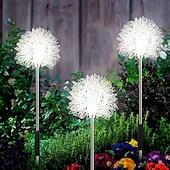 cheap Pathway Lights &amp; Lanterns-2pcs Outdoor Solar Dandelion Aluminum Ball Garden Light LED Landscape Light No Wiring Required for Courtyard Pathway Terrace Flower Bed Camping Holiday Party Decoration