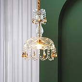 abordables Luces colgantes-Lámpara colgante con diseño de farol de cristal de estilo retro francés, 110-240 V