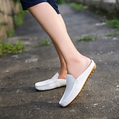 levne sandály-pánské bílé perforované slip-on mokasíny – pohodlné, prodyšné volnočasové boty pro každodenní nošení