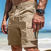 cheap Holiday-Men&#039;s Cargo Shorts Shorts Bermuda shorts Hiking Shorts Drawstring Elastic Waist Multi Pocket Color Block Plain Breathable Moisture Wicking Knee Length Outdoor Casual Running Sports Fashion Black Army