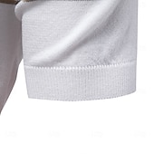 cheap Men&#039;s Elite Polo-Men&#039;s Polo Knit Polo Sweater Formal Work Turndown Quarter Zip Short Sleeve Striped Zip Up Stripe-Trim Spring Black White Khaki Polo