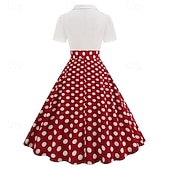 cheap Dresses-1950s Retro Vintage Rockabilly Knee Length Dress Tea Dress Swing Dress Polka dots Fit &amp; Flare Swing Fancy Dress Women's Christmas Carnival New Year Homecoming Daily Wear Bachelorette Party Adults'