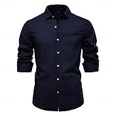 abordables Informal de negocios-Hombre Camisa camisa de lino Camisa de lino de algodón Camisa casual Abotonar la camisa Plano Vacaciones Calle Blanco Azul Marino Oscuro Albaricoque Manga Larga Diseño Primavera Ropa Frunce