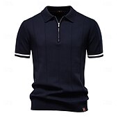 halpa Miesten Elite Polo-Miesten Polo Neulo poolo Muodollinen Työ Sänkyjen avaus Neljänneksen postinumero Lyhythihainen Yhtenäinen väri Sulkea jnk vetoketju Kevät Tumman harmaa Musta Valkoinen Laivaston sininen Khaki Harmaa