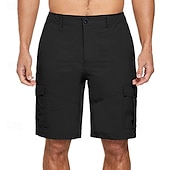 baratos Clássico-Homens Bermuda Cargo Calção Bermudas Cintura elástica Bolso multi Perna reta Tecido Conforto Respirável Comprimento do joelho Ao ar livre Casual Corrida Esportes Moda Preto Azul Marinha Micro-Elástica