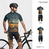 billiga Klädsatser för män-Herr Cykeltröja med shorts Kortärmad Bergscykling Vägcykling Svart Vit Gul Blommig Botanisk Cykel Elastan sporter Blommig Botanisk Kläder