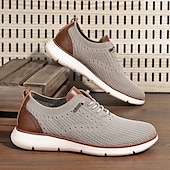 preiswerte Sneaker für Herren-Atmungsaktive Strick-Sneaker für Herren mit Kunstlederakzenten – stylische, leichte Sportschuhe für die Freizeit und den Komfort im Alltag