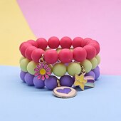 cheap Party Supplies-3pcs Cute Sun Flower, Rainbow Charm Beaded Unicorn Sun Flower Rainbow Bracelets Set