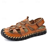 economico Sandali casual-Per uomo Sandali Scarpe fatte a mano Pelle crosta Traspirante Comodo Antiscivolo Con lacci intrecciali Giallo-marrone Nero Marrone