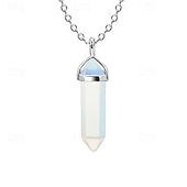 cheap Party Supplies-12pcs/set Natural Stone Amethyst Necklace Hexagonal Pillars Bullet Pendant Moonstone Winding Pendant Set