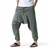 abordables Retro-Hombre Persona que practica jogging Pantalones de algodón Pantalones Pantalones de playa Pantalones Harem Bolsillo Correa Cintura elástica Plano Comodidad Transpirable Vacaciones Diario Festivos