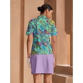 cheap Women&#039;s Golf Clothing-Women&#039;s Golf Polo Shirt Forest Green Short Sleeve Top Ladies Golf Attire Clothes Outfits Wear Apparel