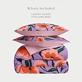 abordables 100% Coton-l.t.home Parure de lit réversible en satin 100 % coton de qualité supérieure, 300 fils au pouce carré, motif floral Elite