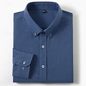voordelige Overhemden met knopen voor heren-Voor heren Overhemd Overhemd met knopen Effen Kleur Bruiloft Feest Wit Rood Marineblauw blauw Lange mouw Revers Lente Herfst Kleding Knop
