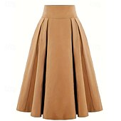 tanie Statki-Retro / vintage Lata 50. Rockabilly Długa Spódnica huśtawka Jednokolorowe Damskie Święta Karnawał Nowy Rok Codzienny Dzienne zużycie Herbaciane przyjęcie Dla dorosłych Spódnica Lato