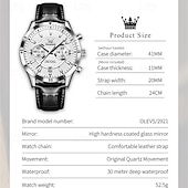 cheap Quartz Watches-New Olevs Men&#039;S Business Watch Chronograph Calendar 24-Hour Indicator Multi-Functional Quartz Watch Fashion Trend Waterproof Sports Watch